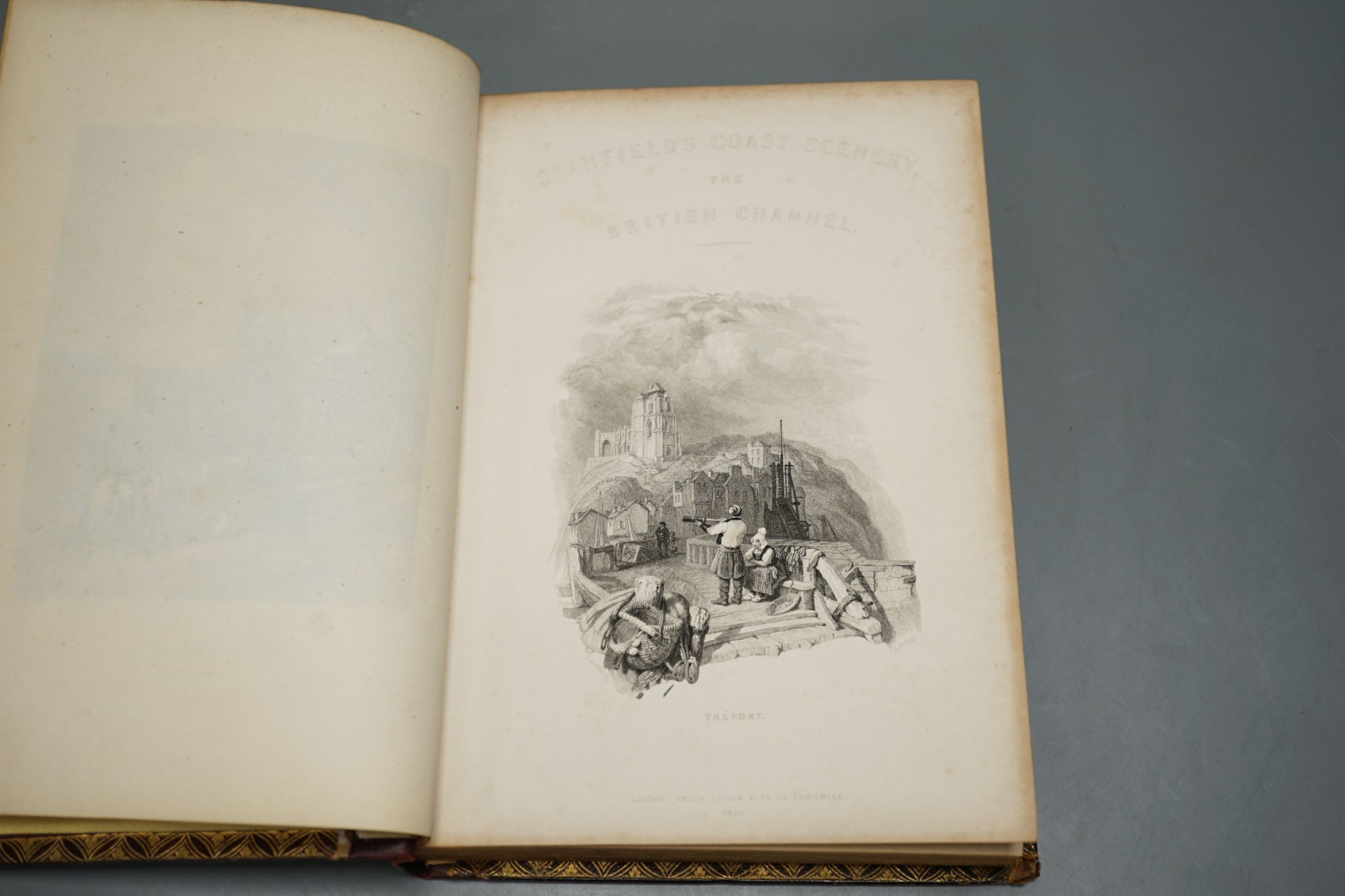 Stanfield, Clarkson - Stanfield's Coast Scenery. A series of views in the British Channel.....engraved pictorial and printed titles and 39 plates (with guards); publisher's maroon gilt decorated morocco. 1836